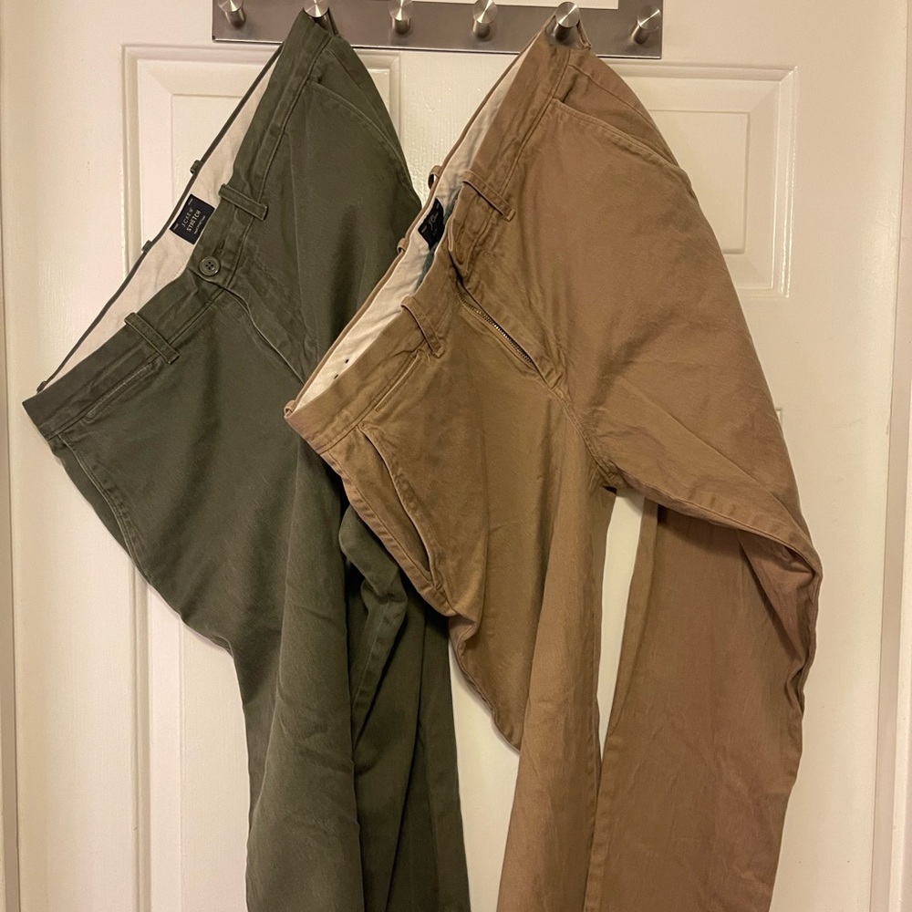 J Crew 32/30 Chinos- khaki and green